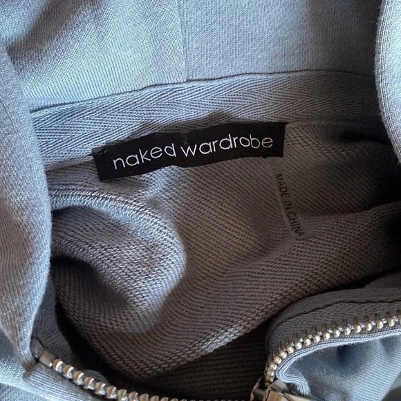 NAKED WARDROBE UNISEX BABY BLUE ZIP UP HOODED JACKET M - Picture 6 of 10
